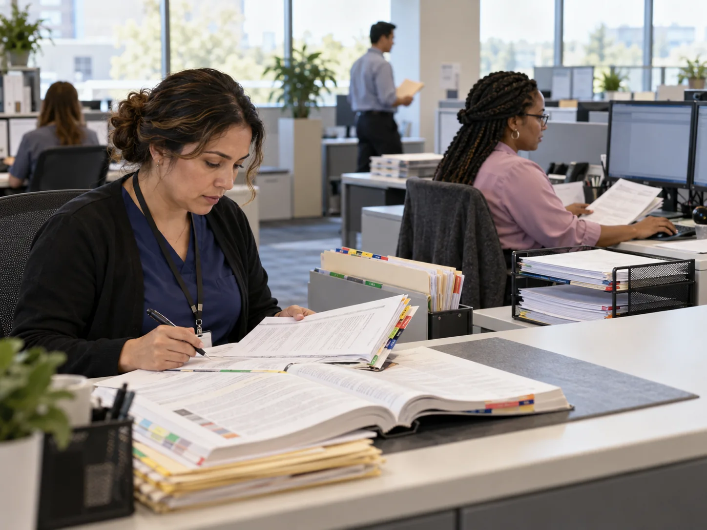 Coding specialist and billing specialist perform distinct tasks in a hospital office